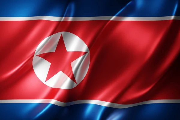 Representación Detalle Una Bandera Corea Del Norte Sedada —  Fotos de Stock