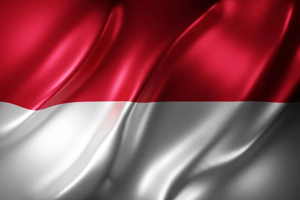Rendering Una Bandiera Indonesiana Seta — Foto Stock