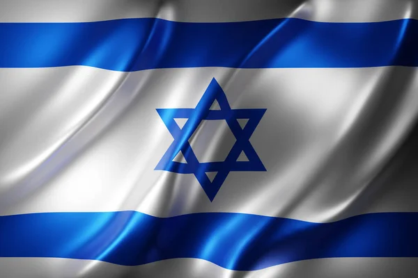 Weergave Van Een Zijden Israëlische Vlag — Stockfoto