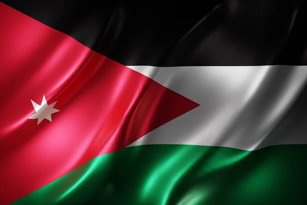 Weergave Van Een Zijden Jordaanse Vlag — Stockfoto