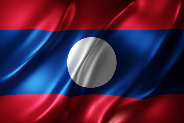 Weergave Van Een Zijden Vlag Van Laos — Stockfoto