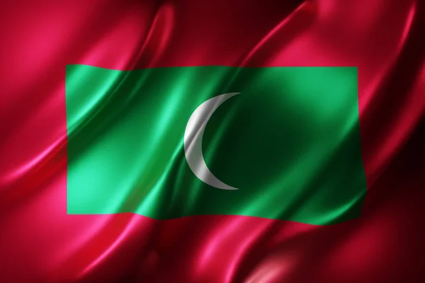 Rendering Silked Maldives Flag — Stock Photo, Image