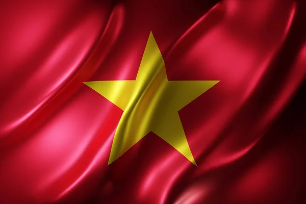 Representación Detalle Una Bandera Vietnam Sedosa —  Fotos de Stock