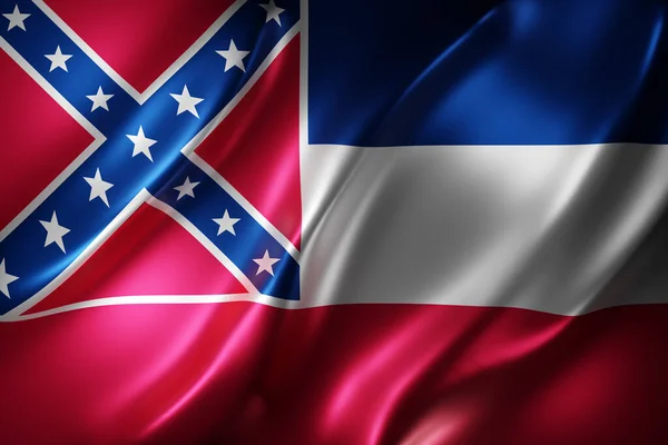 Renderização Detalhado Texturizado Mississippi Eua Bandeira Estado — Fotografia de Stock