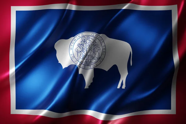 Vykreslování Detailní Texturované Wyoming Usa State Flag — Stock fotografie