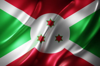 Dokulu ulusal Burundi bayrağının 3D canlandırması.