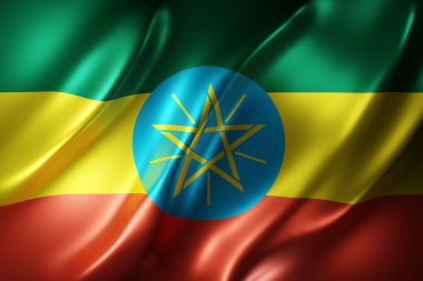 Dokulu ulusal Etiyopya bayrağının 3D canlandırması.