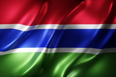 Dokulu bir Gambiya bayrağının 3D canlandırması.