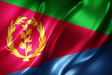 Dokulu bir Eritre bayrağının 3D görüntülenmesi.