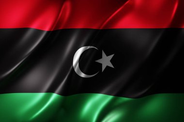 Doksanlı bir Libya bayrağının 3D canlandırması.