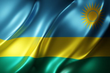 Dokulu bir Rwanda bayrağının 3D canlandırması.