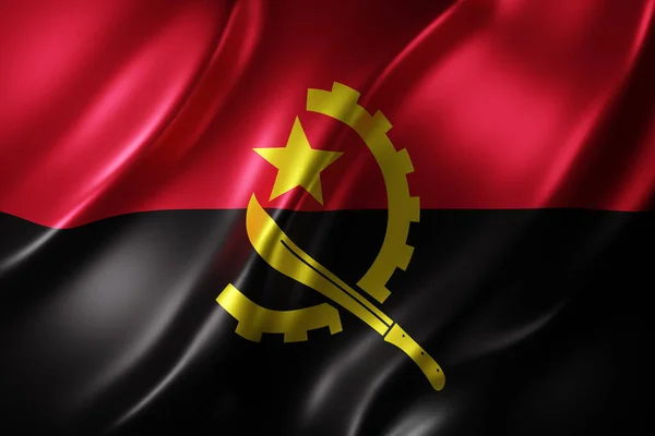 3D展示有纹理的安哥拉国旗 — 图库照片
