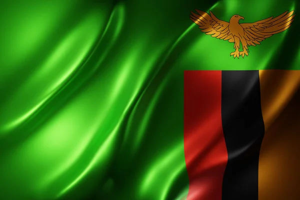 Renderização Uma Bandeira Nacional Texturizada Zâmbia — Fotografia de Stock