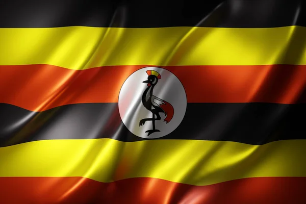 Weergave Van Een Gestructureerde Nationale Oegandese Vlag — Stockfoto
