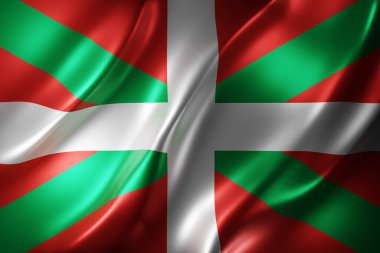 İpeksi bir Bask Ülkesi İspanyol Topluluğu bayrağının 3D canlandırması