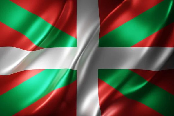 Darstellung Einer Seidenen Flagge Der Spanischen Gemeinschaft Baskenland — Stockfoto