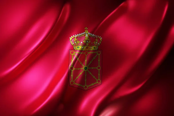 Renderowanie Jedwabionej Flagi Hiszpańskiej Wspólnoty Nawarry — Zdjęcie stockowe