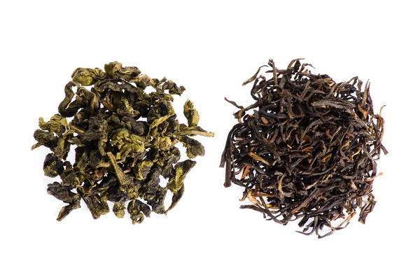 Green tea and black tea — Stock Photo, Image