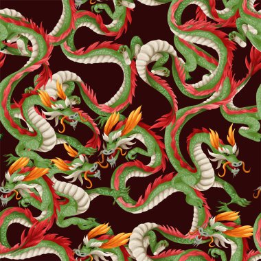 Ejderhalarla kusursuz bir düzen. Doğulu moda baskısı.