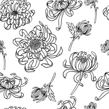 Monokrom. Kasımpatı ile kusursuz desen. Vektör modayı yazdırma.