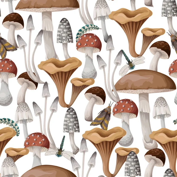 Seamless pattern with mushrooms. Natural trendy print