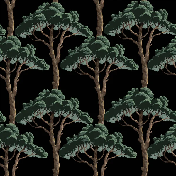 Seamless Pattern Pine Trees Trendy Interior Print — Vector de stock