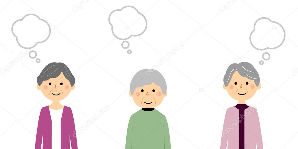Senior women having a conversation/It is an illustration of senior women having a conversation.