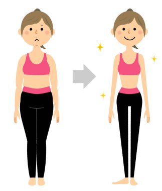 Diyetten önce ve sonra diyet yapmayı başarmış bir kadın. Diyet yapmayı başarmış bir kadının öncesi ve sonrasının bir göstergesidir..