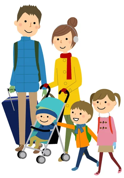 Travel Family Illustration Traveling Family — Stock Vector
