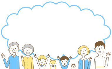 Mutlu aile, konuşma balonu / Mutlu aile, konuşma balonu