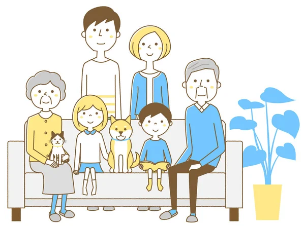 Relax Famiglia Sul Divano Illustrazione Una Famiglia Che Rilassa Sul — Vettoriale Stock