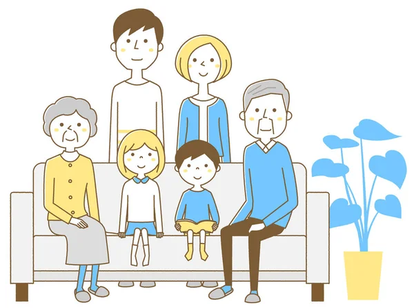 Família Relaxante Sofá Ilustração Uma Família Relaxante Sofá —  Vetores de Stock