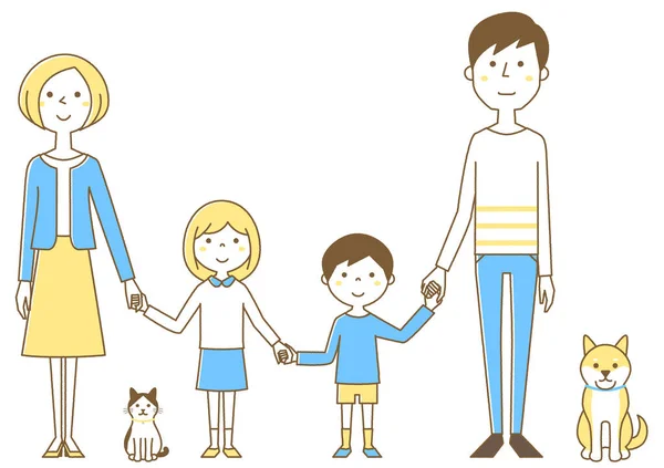 Familia Feliz Cogida Mano Ilustración Una Familia Feliz Cogida Mano — Archivo Imágenes Vectoriales