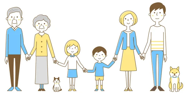 Happy Family Holding Hands Illustration Happy Family Holding Hands - Stok Vektor