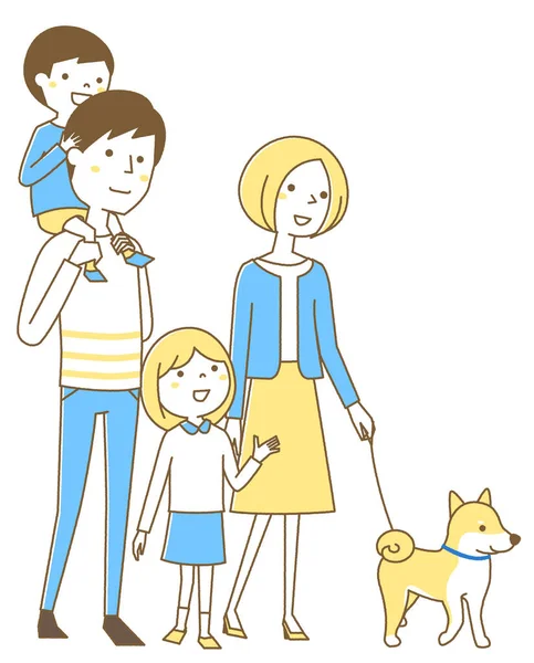Famiglia Felice Fare Una Passeggiata Illustrazione Una Famiglia Felice Fare — Vettoriale Stock