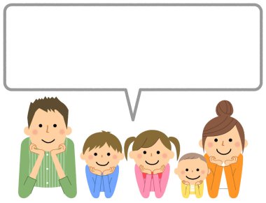 Mutlu aile, konuşma balonu / Mutlu aile konuşma balonu çizimi.