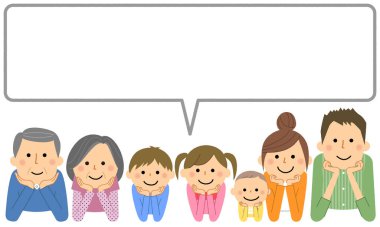 Mutlu aile, konuşma balonu / Mutlu aile konuşma balonu çizimi.