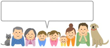 Mutlu aile, konuşma balonu / Mutlu aile konuşma balonu çizimi.