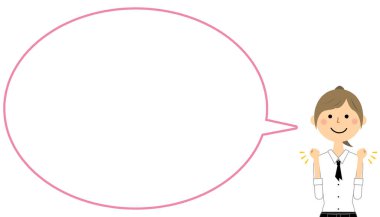 Kafe personeli dövüş pozları veriyor, konuşma balonu / Kafe personelinin savaş pozu verdiği bir balon çizimi.