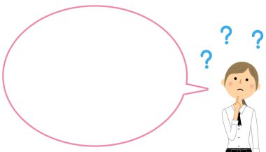 Kafe çalışanları merak ediyor, konuşma balonu / Kafe personelinin merak ettiği bir balon çizimi.