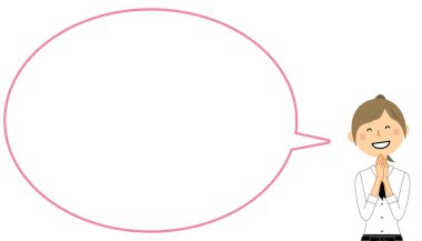 Neşeli kafe personeli, konuşma balonu / Kafe personelinin memnun olduğu bir balon çizimi.