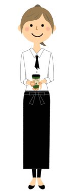 Cafe personeli paket servis ürünü / kafe çalışanlarının paket servis ürünleriyle resimlendirilmesi.