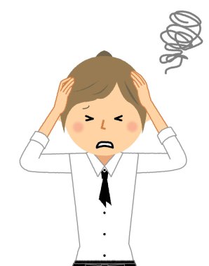 Kafe katibi kafasını tutuyor. Kafe katibinin kafasını tuttuğu bir resim..