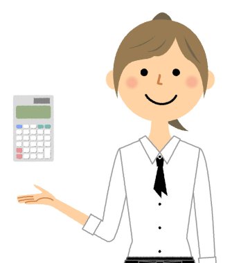 Hesap makinesi ve katip. Hesap makinesi ve kafe memurunun çizimi..