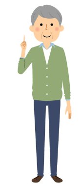 Yaşlı bir adam, parmak işareti / Yaşlı bir adamın parmağında duran bir resmidir..