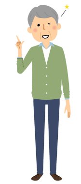 Yaşlı bir adam, parmak işareti / Yaşlı bir adamın parmağında duran bir resmidir..