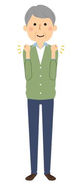 Yaşlı bir adam, Zafer Mola 'sı. Zafer pozu veren yaşlı bir adamın resmi..