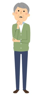 Elderly man, Think/Illustration of a elderly man thinking about it.