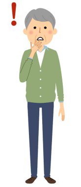 Elderly man, To be surprised/It is an illustration of a elderly man who is surprised.