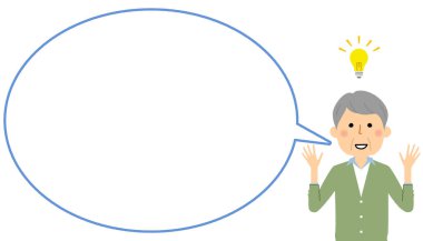 Elderly man with blank text bubble,Balloon/It is a balloon illustration of a elderly man.